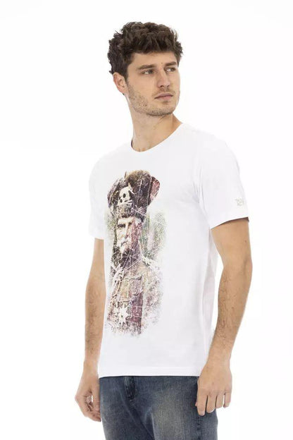 Trussardi Action Chic White Short Sleeve Printed Tee - PER.FASHION