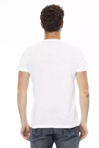 Trussardi Action Chic White Tee with Front Print - PER.FASHION