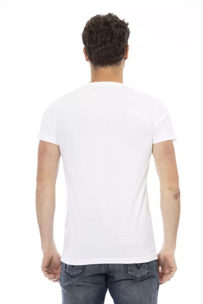 Trussardi Action Chic White Tee with Stylish Front Print - PER.FASHION