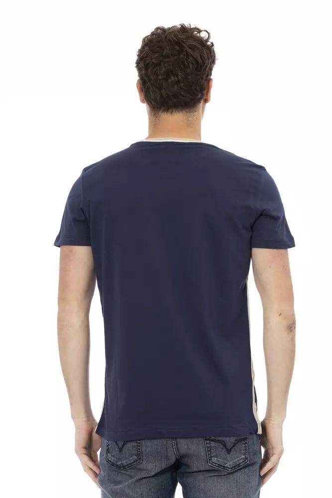 Trussardi Action Elegant Blue Tee with Artistic Front Print - PER.FASHION