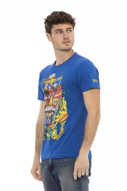Trussardi Action Elegant Blue Tee with Front Print - PER.FASHION