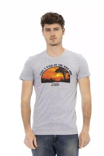 Trussardi Action Elegant Gray Cotton-Blend T-Shirt - PER.FASHION