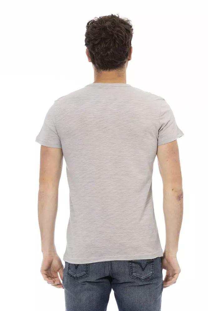 Trussardi Action Elegant Gray Short Sleeve T-Shirt with Print - PER.FASHION