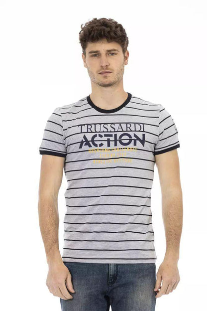 Trussardi Action Elegant Gray T-Shirt with Chic Front Print - PER.FASHION