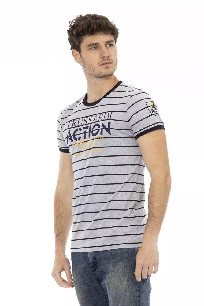 Trussardi Action Elegant Gray T-Shirt with Chic Front Print - PER.FASHION