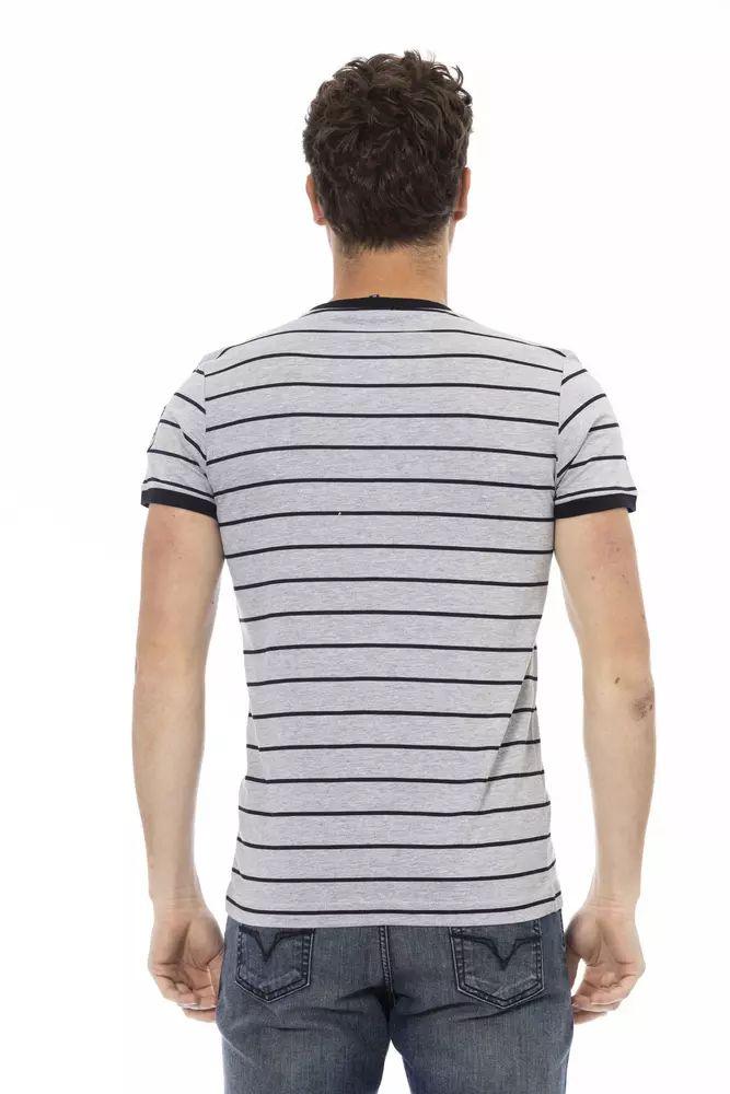 Trussardi Action Elegant Gray T-Shirt with Chic Front Print - PER.FASHION