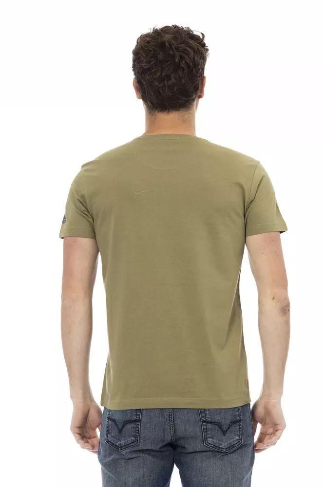 Trussardi Action Elegant Green Tee with Artistic Front Print - PER.FASHION