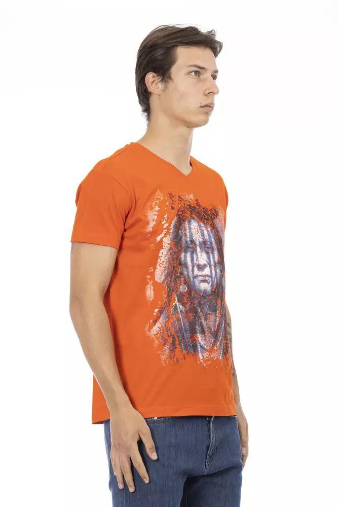 Trussardi Action Elegant V-Neck Tee with Vibrant Front Print - PER.FASHION