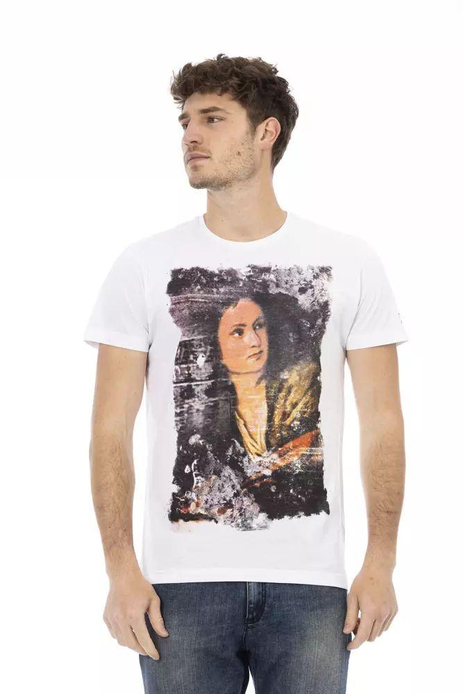 Trussardi Action Elegant White Casual Tee with Front Print - PER.FASHION