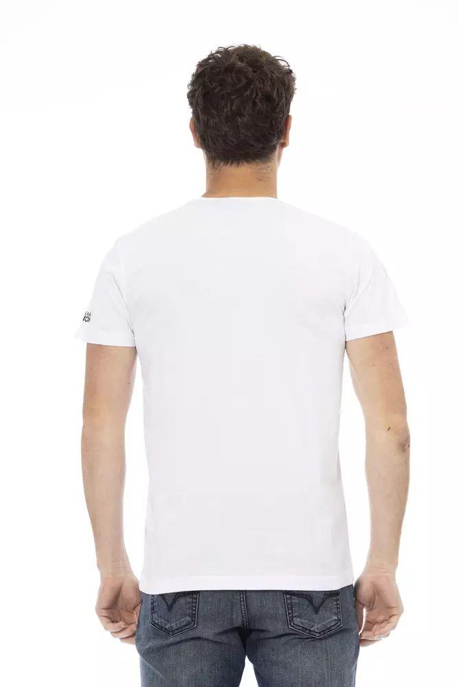 Trussardi Action Elegant White Casual Tee with Front Print - PER.FASHION