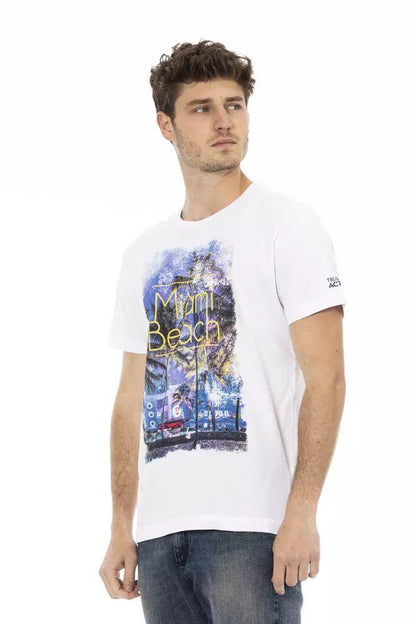 Trussardi Action Elegant White Cotton Blend Tee for Men - PER.FASHION