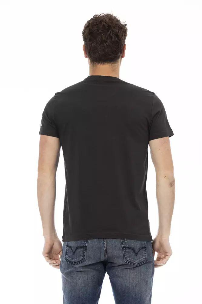 Trussardi Action Elevated Casual Black Short Sleeve Tee - PER.FASHION