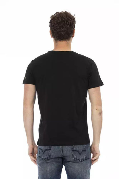 Trussardi Action Elevated Casual Black Tee - Short Sleeve & Round Neck - PER.FASHION