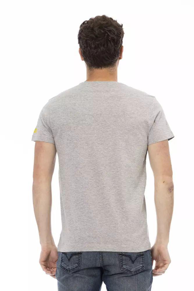 Trussardi Action Elevated Casual Gray Tee with Sleek Print - PER.FASHION
