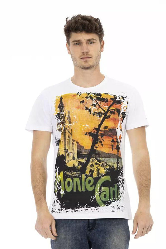 Trussardi Action Elevated Casual White Tee with Graphic Print - PER.FASHION