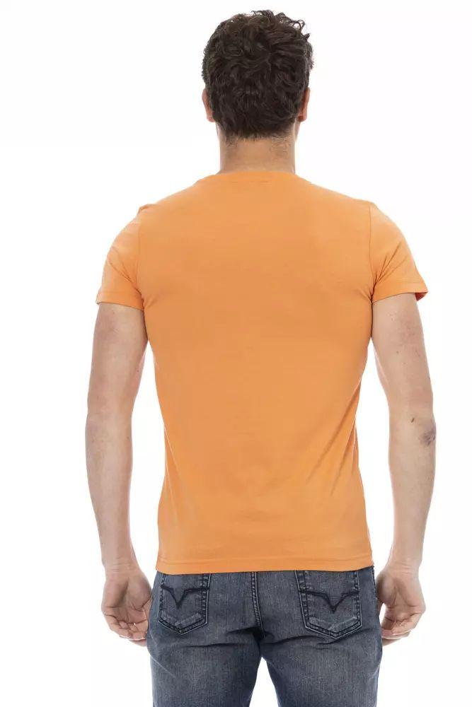 Trussardi Action Orange Cotton Blend Tee with Chic Front Print - PER.FASHION