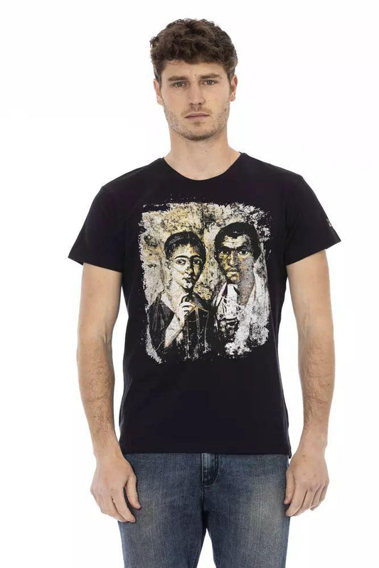 Trussardi Action Sleek Black Tee with Exclusive Front Print - PER.FASHION