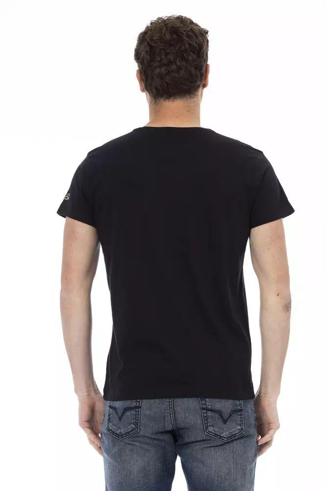 Trussardi Action Sleek Black Tee with Exclusive Front Print - PER.FASHION