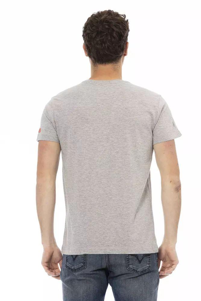 Trussardi Action Sleek Gray Cotton-Blend T-Shirt for Men - PER.FASHION