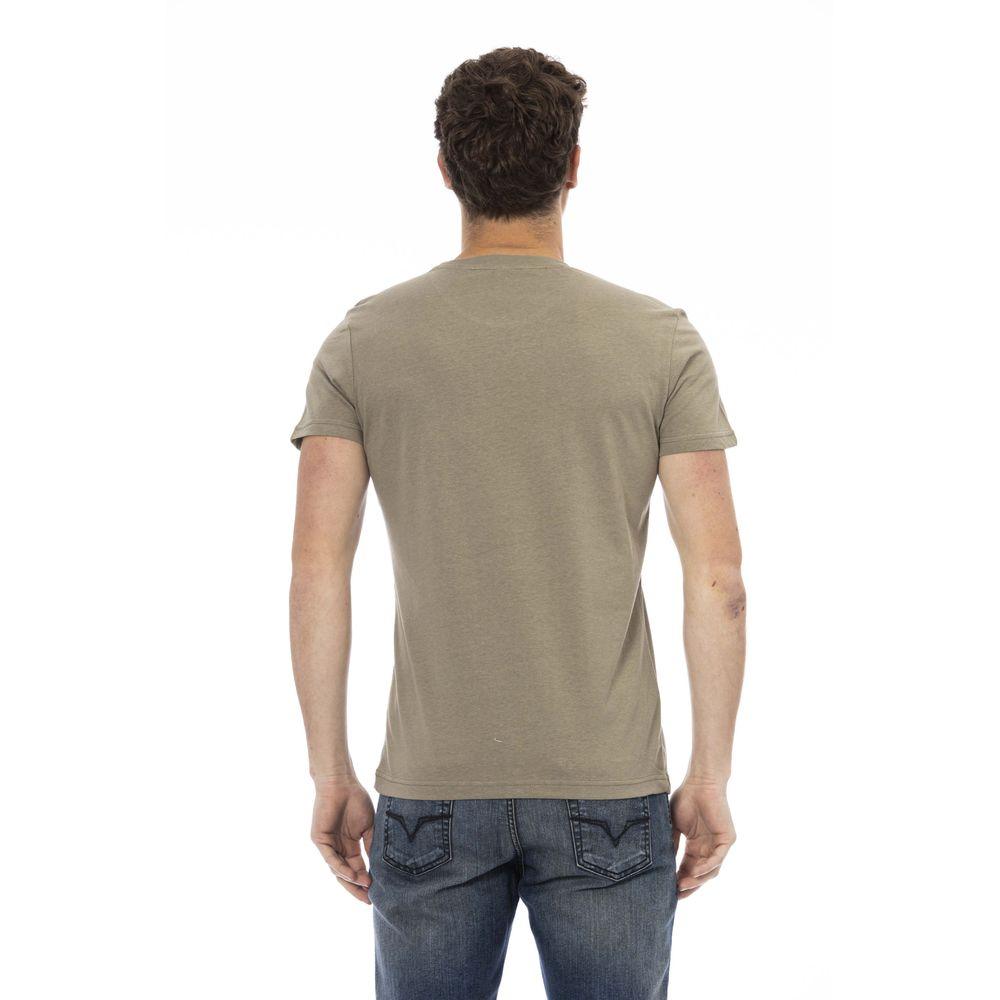 Trussardi Action Sleek Green Short Sleeve Tee with Chic Front Print - PER.FASHION