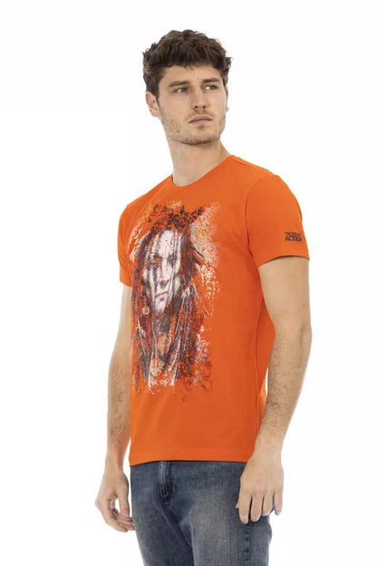 Trussardi Action Sleek Orange Short Sleeve Tee with Front Print - PER.FASHION