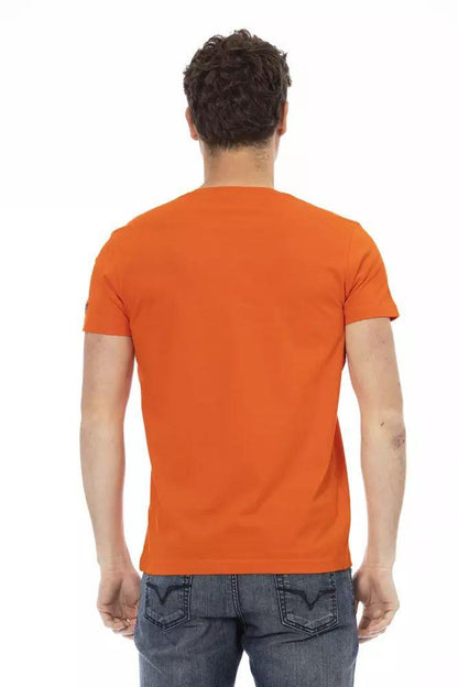 Trussardi Action Sleek Orange Short Sleeve Tee with Front Print - PER.FASHION
