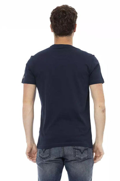Trussardi Action Sleek Summer Blue Tee with Unique Front Print - PER.FASHION