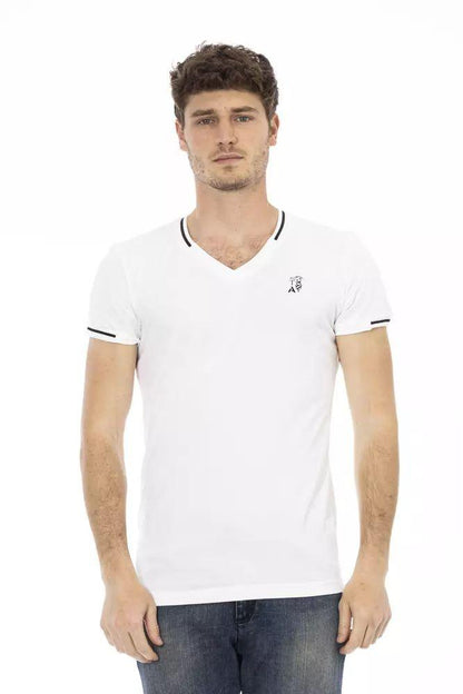 Trussardi Action Sleek V-Neck Tee with Chest Print - PER.FASHION