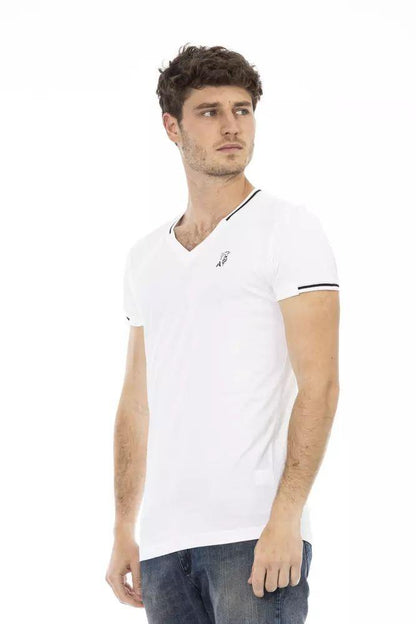 Trussardi Action Sleek V-Neck Tee with Chest Print - PER.FASHION