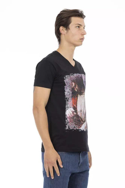 Trussardi Action Sleek V-Neck Tee with Edgy Front Print - PER.FASHION