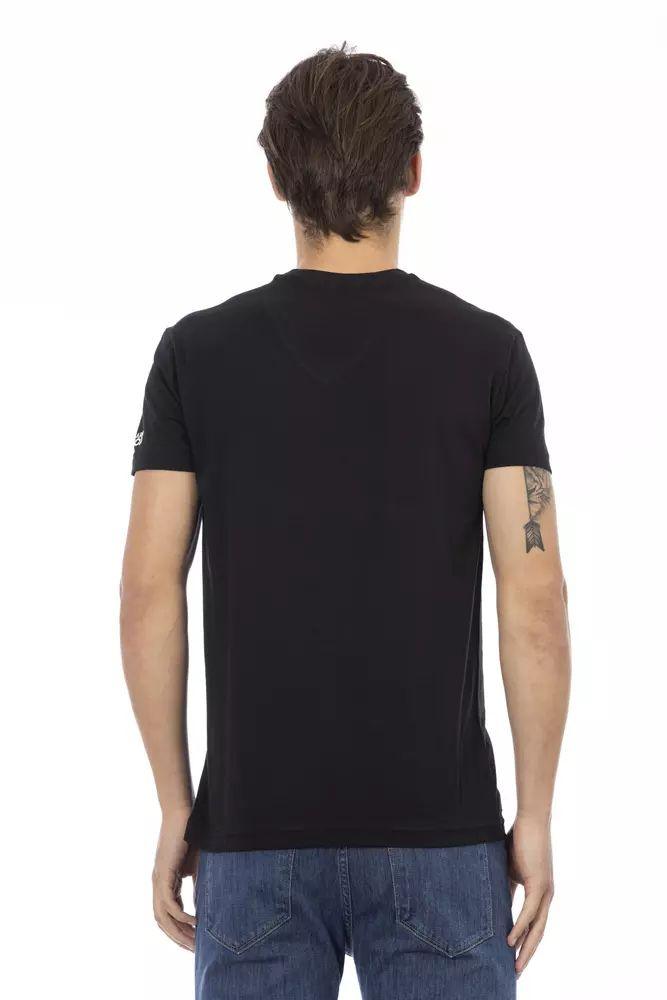 Trussardi Action Sleek V-Neck Tee with Edgy Front Print - PER.FASHION