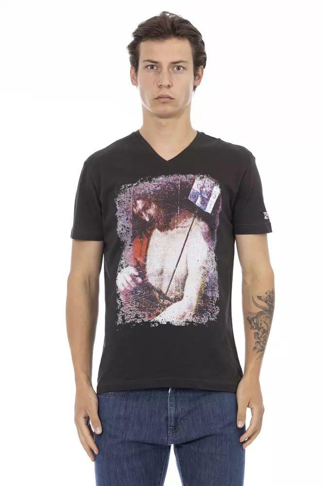 Trussardi Action Sleek V-Neck Tee with Front Print - PER.FASHION