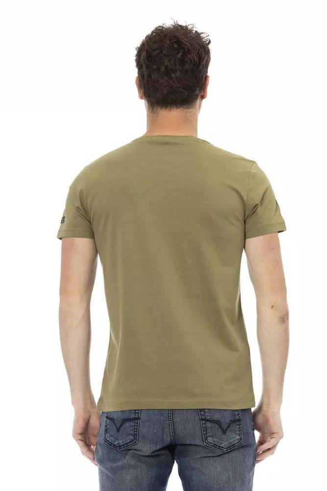 Trussardi Action Slim-Fit Green Tee with Front Print - PER.FASHION