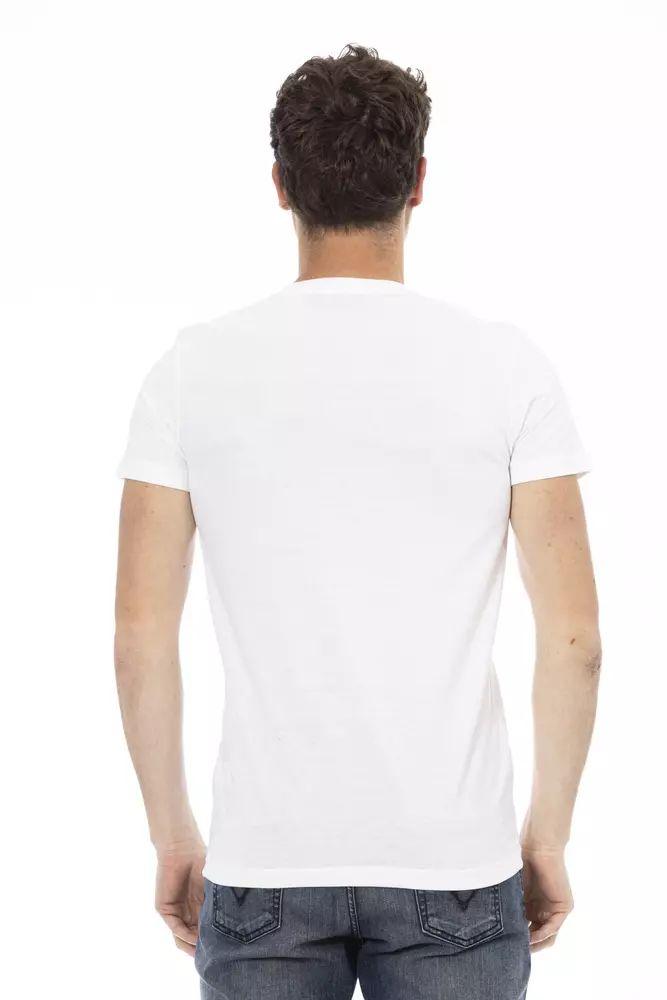 Trussardi Action Sophisticated V-Neck Tee with Artful Print - PER.FASHION