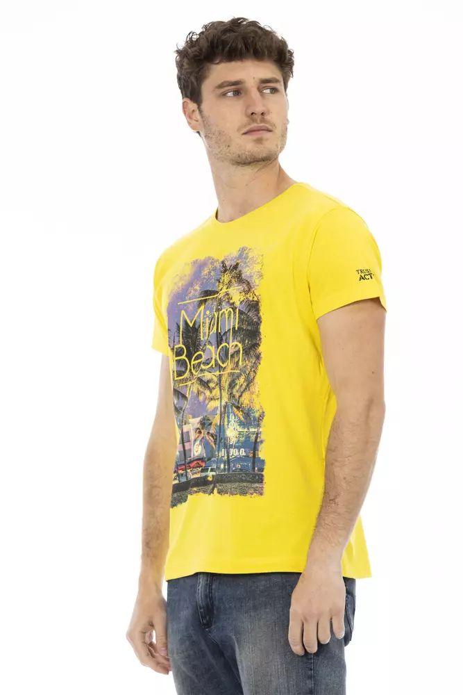 Trussardi Action Sunshine Yellow Cotton Blend T-Shirt - PER.FASHION