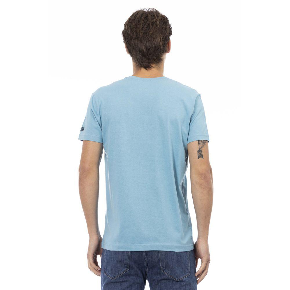 Trussardi Action V-Neck Cotton Blend Tee with Stylish Print - PER.FASHION