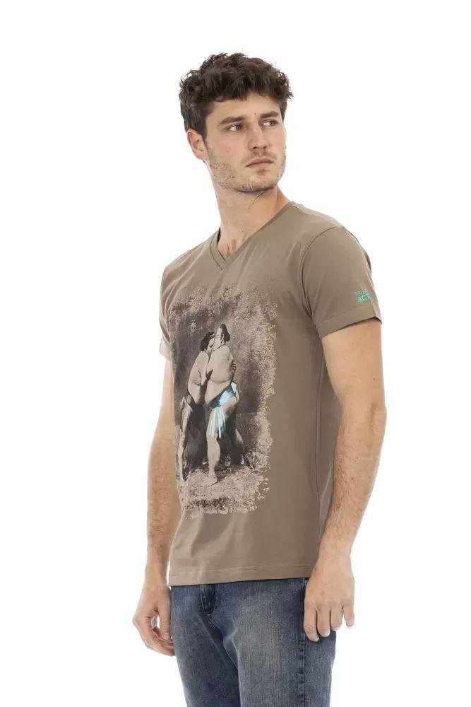 Trussardi Action Vibrant V-Neck Luxury Tee with Chic Print - PER.FASHION