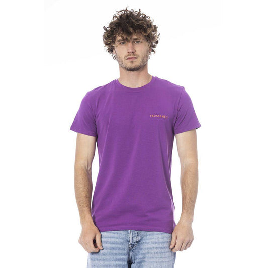 Trussardi Beachwear Purple Cotton T-Shirt - PER.FASHION