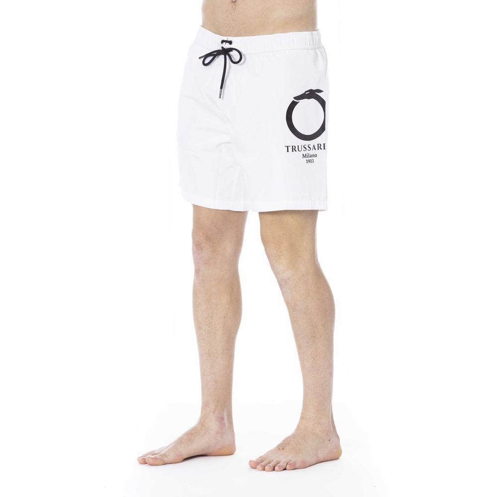 Trussardi Beachwear White Polyester Swimwear - PER.FASHION