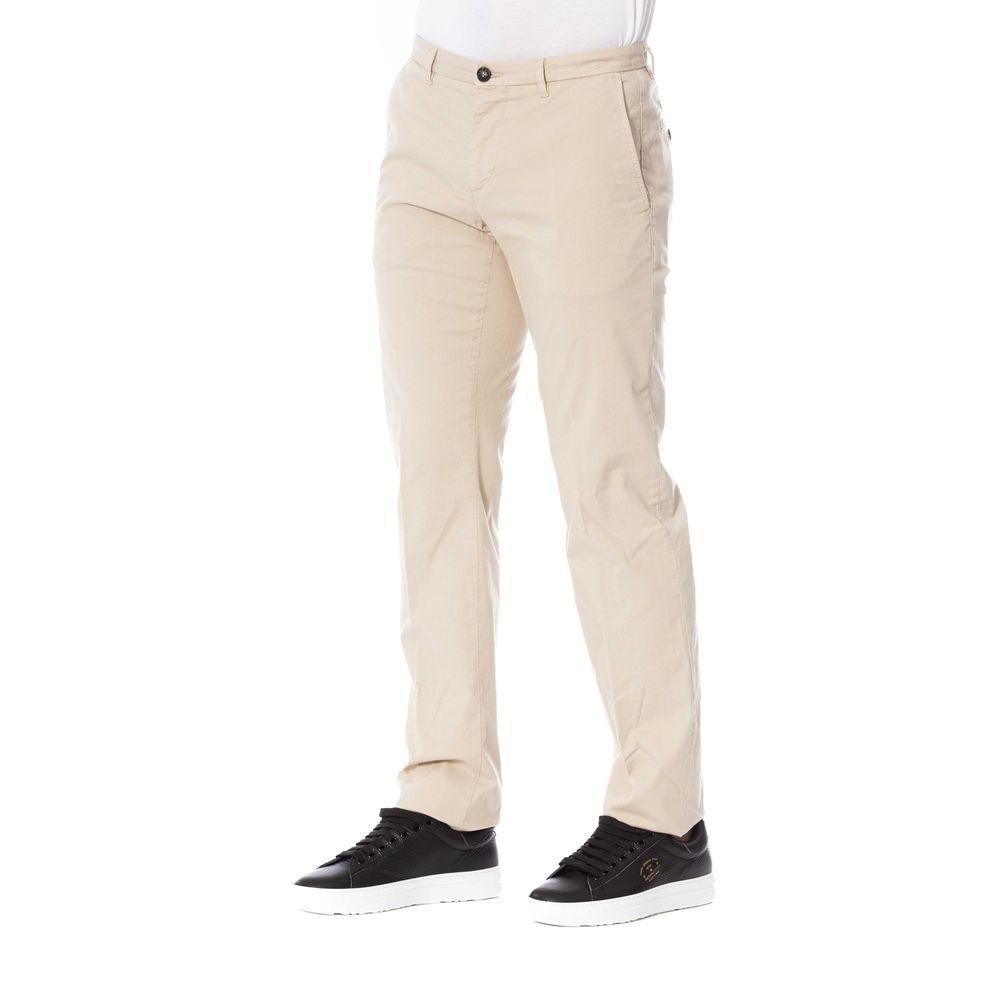 Trussardi Chic Beige Cotton Blend Trousers - PER.FASHION