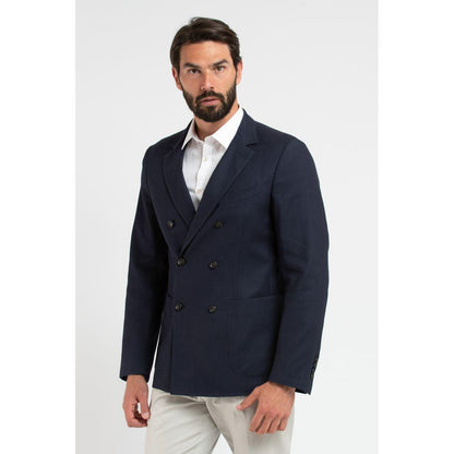 Trussardi Elegant Blue Virgin Wool Two-Button Blazer - PER.FASHION