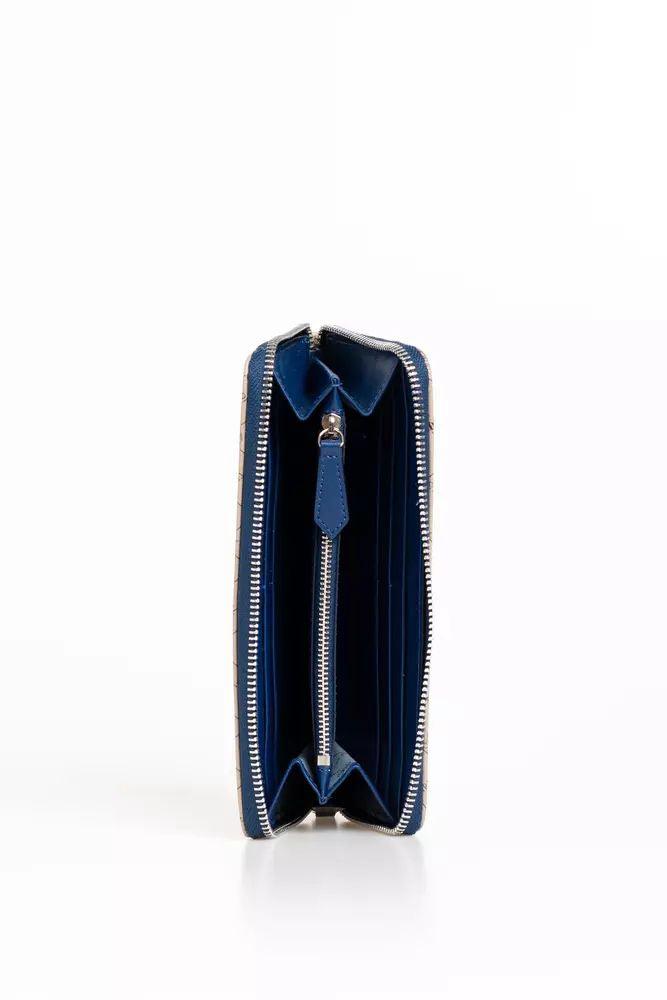 Trussardi Elegant Crepe Leather Zip Wallet in Beige - PER.FASHION