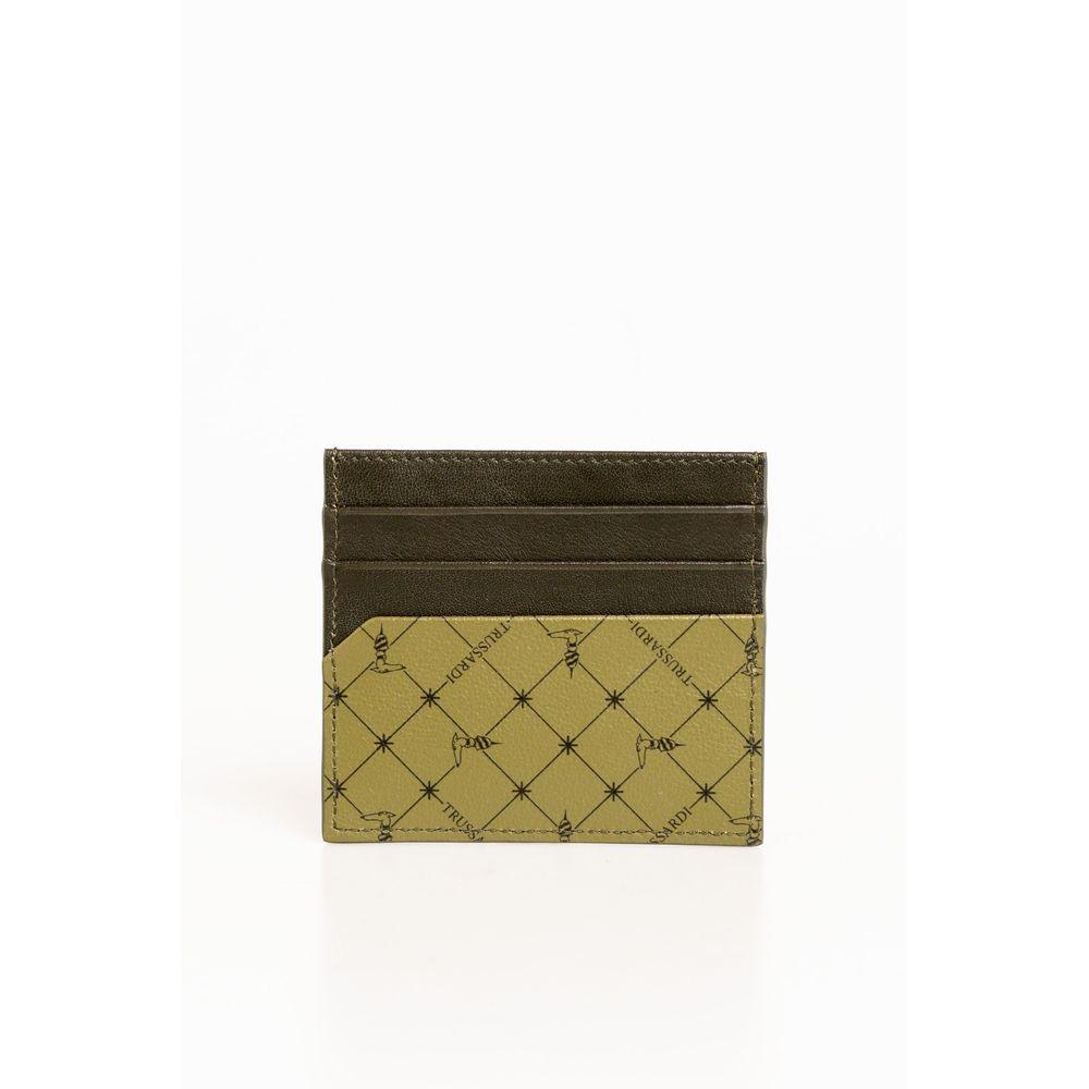 Trussardi Elegant Green Leather Card Holder - PER.FASHION