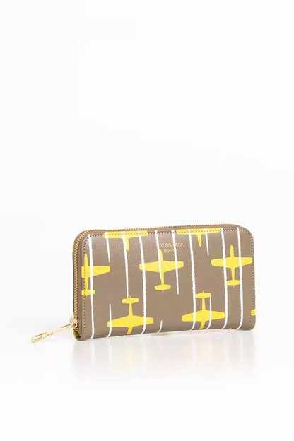 Trussardi Elegant Striped Leather Zip Wallet - PER.FASHION