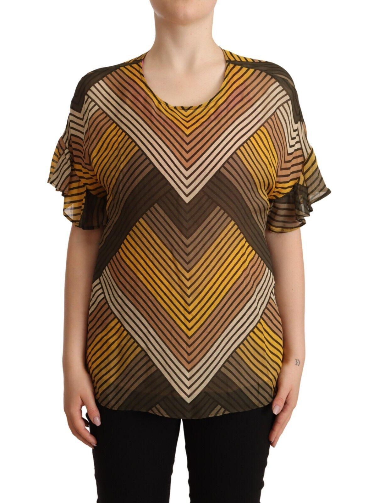 Twinset Chic Multicolor Striped Short Sleeve Blouse - PER.FASHION