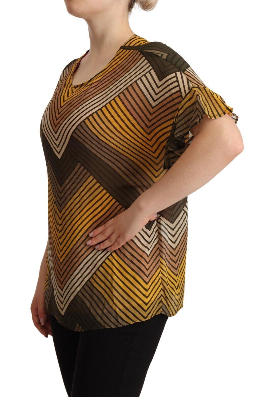Twinset Chic Multicolor Striped Short Sleeve Blouse - PER.FASHION