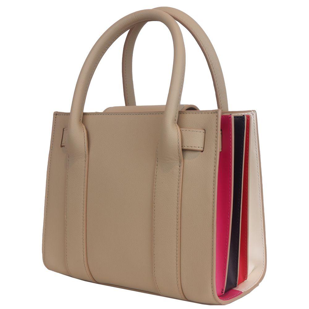 Ungaro Elegant Beige Leather Shoulder Bag with Accordion Design - PER.FASHION