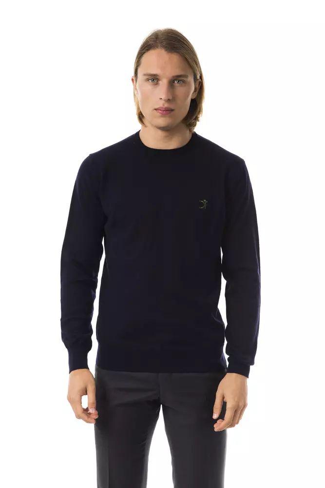 Uominitaliani Elegant Embroidered Crew Neck Wool Sweater - PER.FASHION