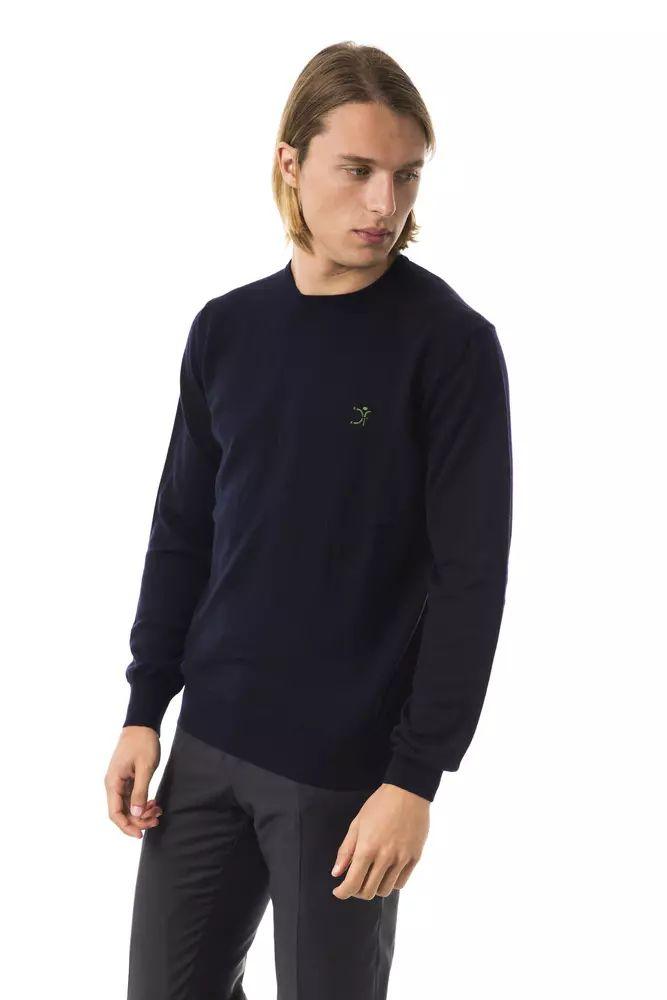 Uominitaliani Elegant Embroidered Crew Neck Wool Sweater - PER.FASHION