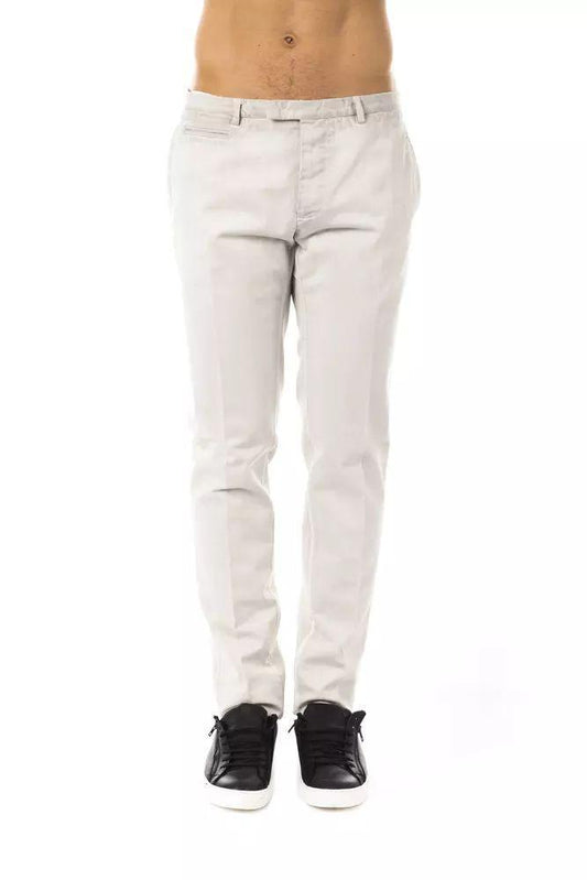 Uominitaliani Elegant Gray Casual Cotton Pants - PER.FASHION